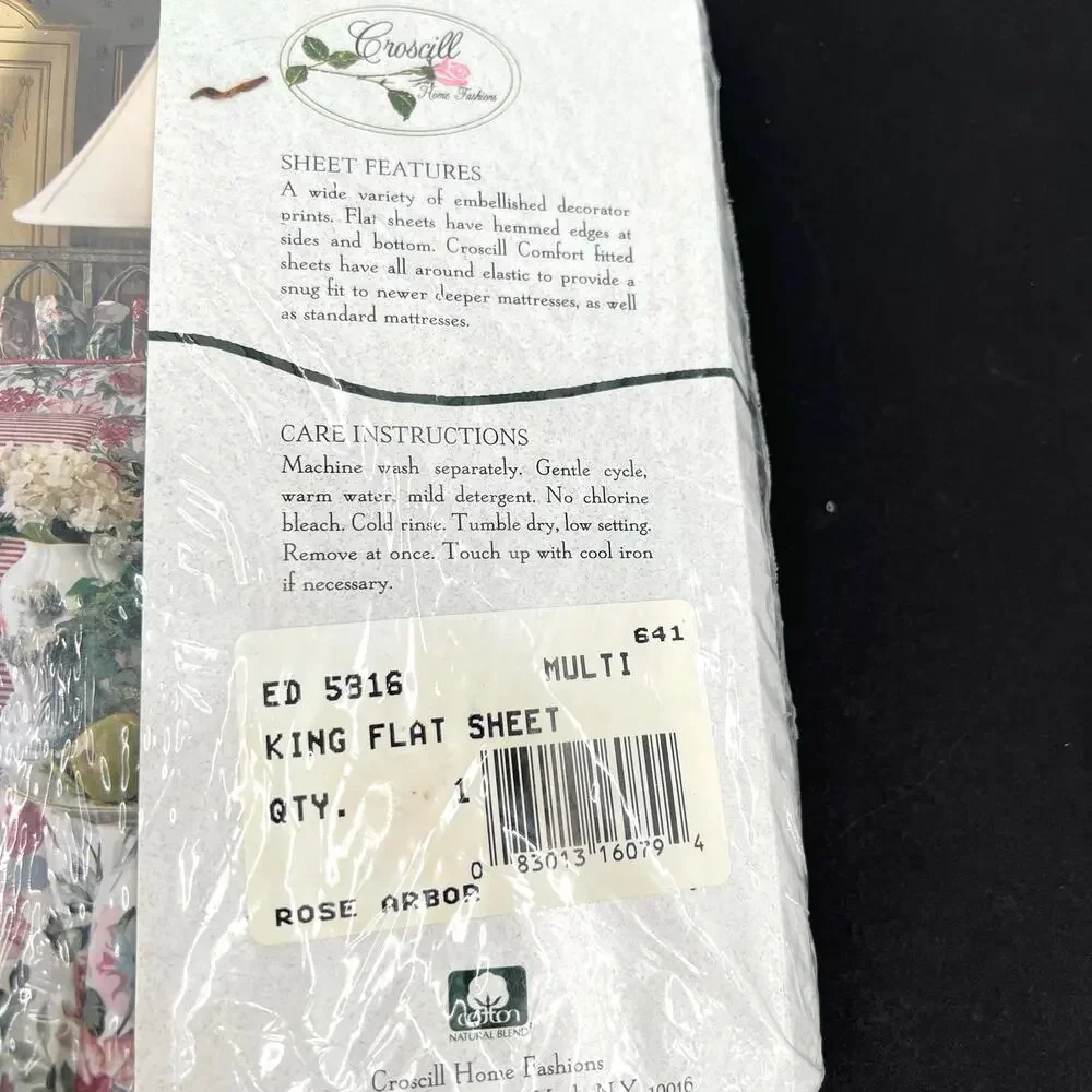 Vintage Croscill Arbor Rose king flat sheet 200 count luxury percale